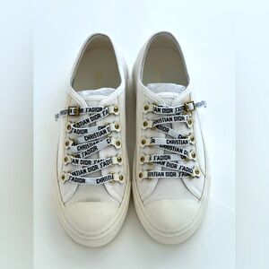 Dior Walk'n' Dior Sneakers White Cotton Canvas Size 38 New NWT
